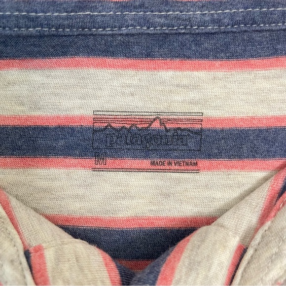 Patagonia Worn Wear Men's Squeaky Clean Rugby Small Striped Peak Pink Polo Shirt - Picture 6 of 16